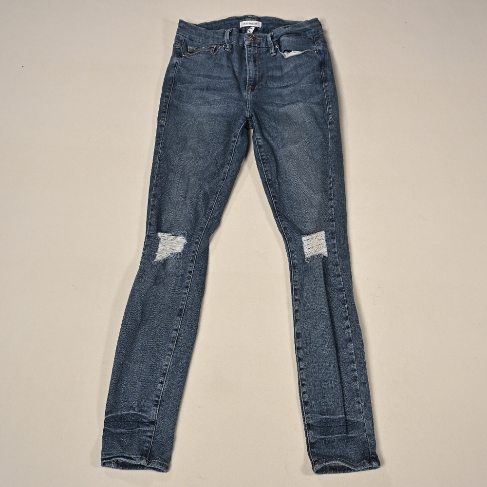GOOD American Jeans Women 5/28 Distressed Skinny GOOD LEGS Highrise Stretch Blue